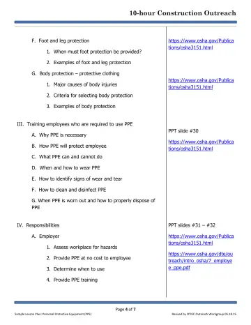 Page 4: F. Foot and leg protection