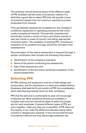 Page 9: The employer should become aware of the different types of PPE available and the levels of…