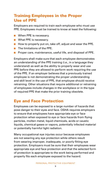 Page 11: Training Employees in the Proper Use of PPE