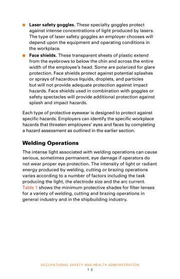 Page 14: Laser safety goggles. These specialty goggles protect against intense concentrations of…