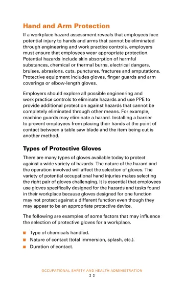 Page 24: Hand and Arm Protection