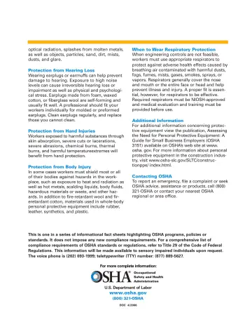 Page 2: optical radiation, splashes from molten metals, as well as objects, particles, sand, dirt…