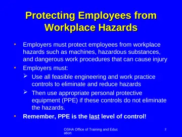 Slide 2: Protecting Employees from Workplace Hazards
