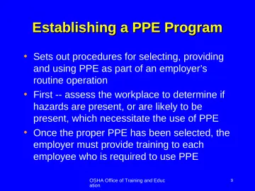 Slide 9: Establishing a PPE Program