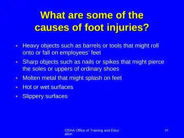 Slide 24: What are some of the causes of foot injuries?
