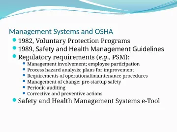 Slide 17: Management Systems and OSHA