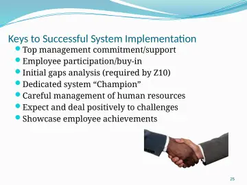 Slide 25: Keys to Successful System Implementation