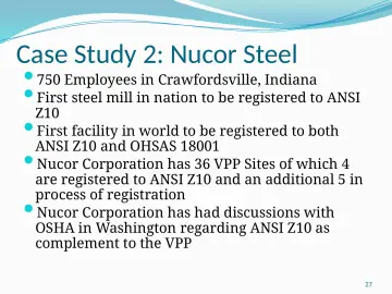 Slide 27: Case Study 2: Nucor Steel