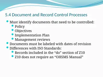 Slide 43: 5.4 Document and Record Control Processes