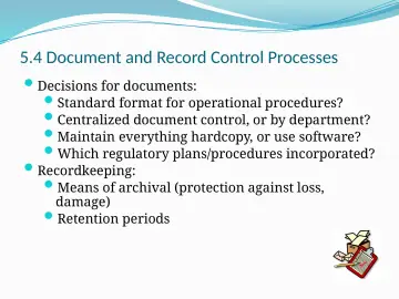 Slide 44: 5.4 Document and Record Control Processes