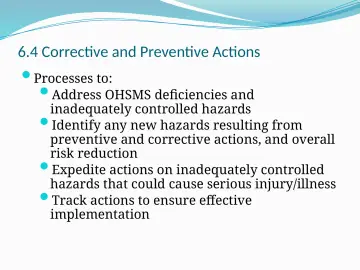 Slide 60: 6.4 Corrective and Preventive Actions