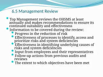 Slide 65: 6.5 Management Review