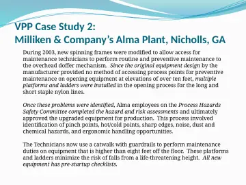 Slide 5: VPP Case Study 2: Milliken & Company’s Alma Plant, Nicholls, GA