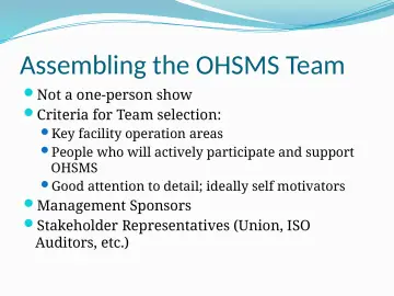 Slide 14: Assembling the OHSMS Team
