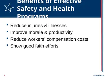Slide 3: Benefits of Effective Safety and Health Programs