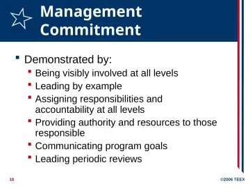 Slide 10: Management Commitment