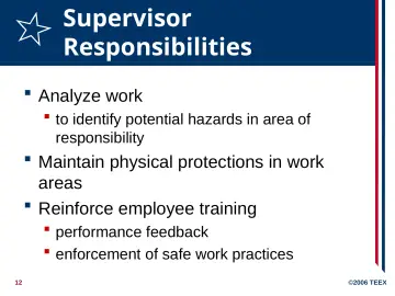 Slide 12: Supervisor Responsibilities