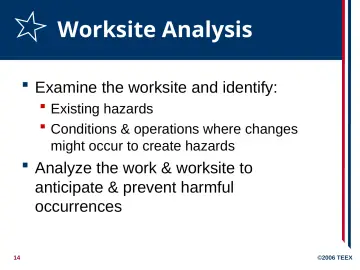 Slide 14: Worksite Analysis