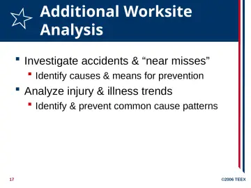 Slide 17: Additional Worksite Analysis