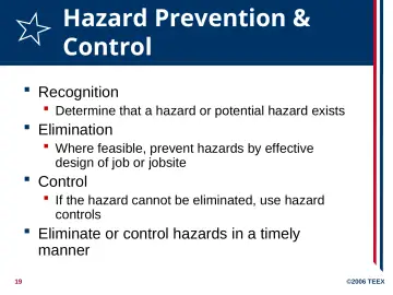 Slide 19: Hazard Prevention & Control