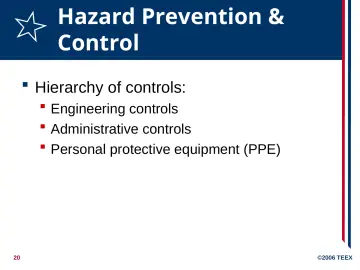 Slide 20: Hazard Prevention & Control