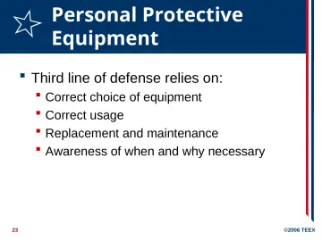 Slide 23: Personal Protective Equipment