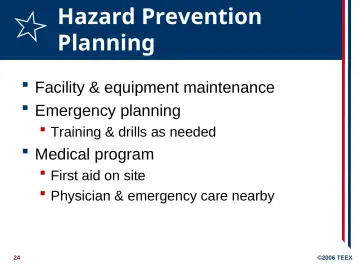 Slide 24: Hazard Prevention Planning
