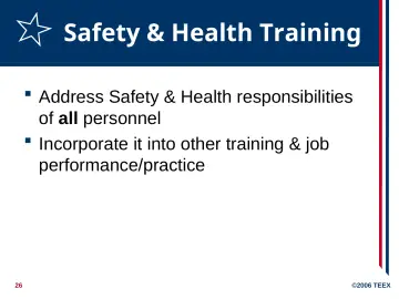 Slide 26: Safety & Health Training