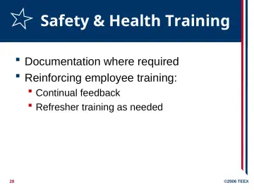 Slide 28: Safety & Health Training