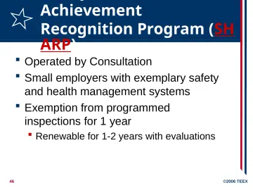 Slide 46: Achievement Recognition Program (SH ARP)