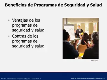 Slide 6: Beneficios de Programas de Seguridad y Salud