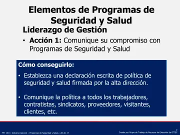 Slide 9: Elementos de Programas de Seguridad y Salud