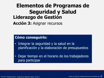 Slide 11: Elementos de Programas de Seguridad y Salud