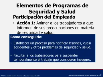 Slide 14: Elementos de Programas de Seguridad y Salud