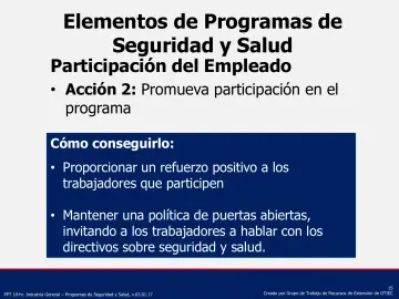 Slide 15: Elementos de Programas de Seguridad y Salud