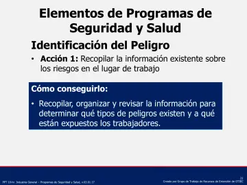 Slide 21: Elementos de Programas de Seguridad y Salud