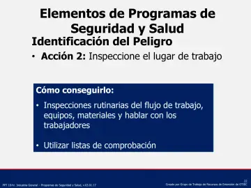 Slide 22: Elementos de Programas de Seguridad y Salud