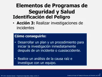 Slide 23: Elementos de Programas de Seguridad y Salud