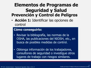 Slide 27: Elementos de Programas de Seguridad y Salud