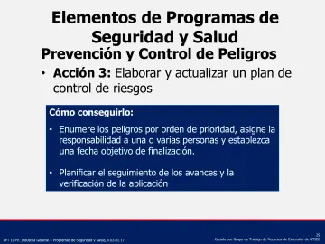 Slide 29: Elementos de Programas de Seguridad y Salud