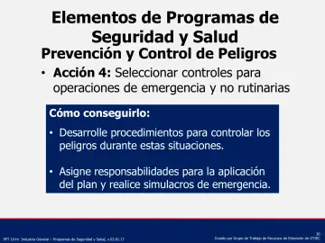 Slide 30: Elementos de Programas de Seguridad y Salud