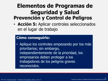 Slide 31: Elementos de Programas de Seguridad y Salud
