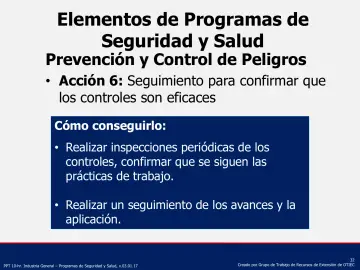 Slide 32: Elementos de Programas de Seguridad y Salud