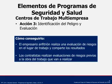 Slide 43: Elementos de Programas de Seguridad y Salud