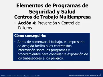 Slide 44: Elementos de Programas de Seguridad y Salud