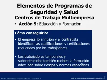 Slide 45: Elementos de Programas de Seguridad y Salud
