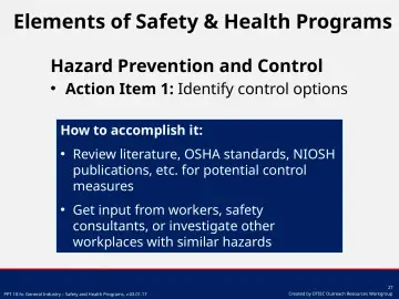 Slide 27: Hazard Prevention and Control