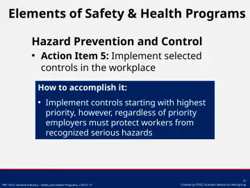 Slide 31: Hazard Prevention and Control