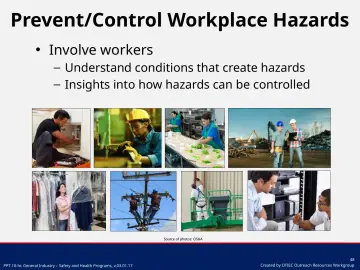 Slide 48: Prevent/Control Workplace Hazards