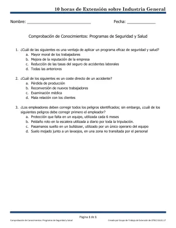 Page 1: 10 horas de Extensión sobre Industria General